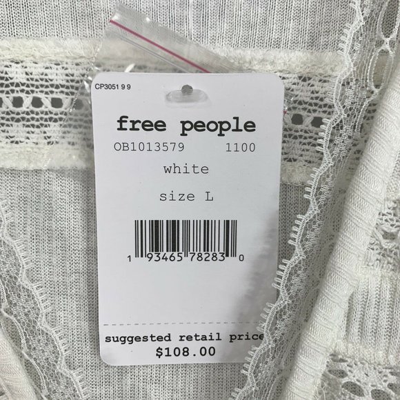 Free People Set to Stun Tunic Top in White Long Sl - Picture 8 of 9
